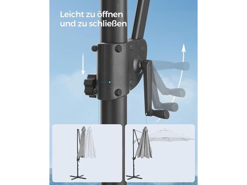 Zweefparasol 300 cm - 360° Draaibaar & Kantelbaar 0-60°