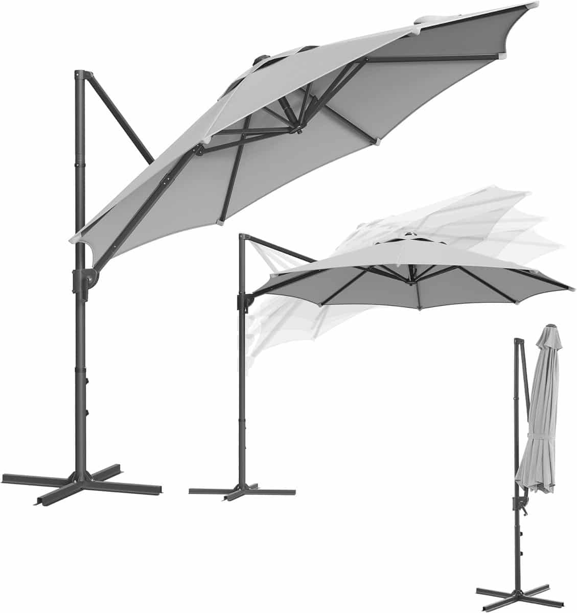 zweefparasol 300 cm 360° draaibaar kantelbaar upf 50+ met zwenkarm