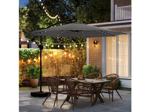 Zweefparasol 300 cm met LED verlichting, 360° draaibaar en verstelbare