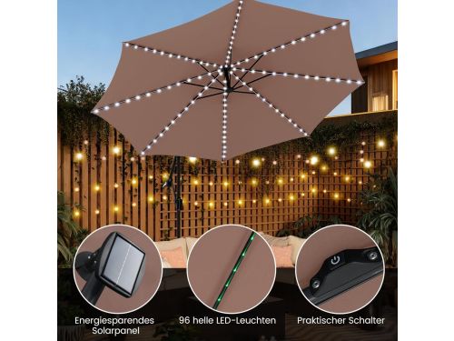 Zweefparasol 300 cm met LED Verlichting & Standaard