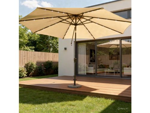 Zweefparasol 300 cm met LED Verlichting & Zonnepaneel