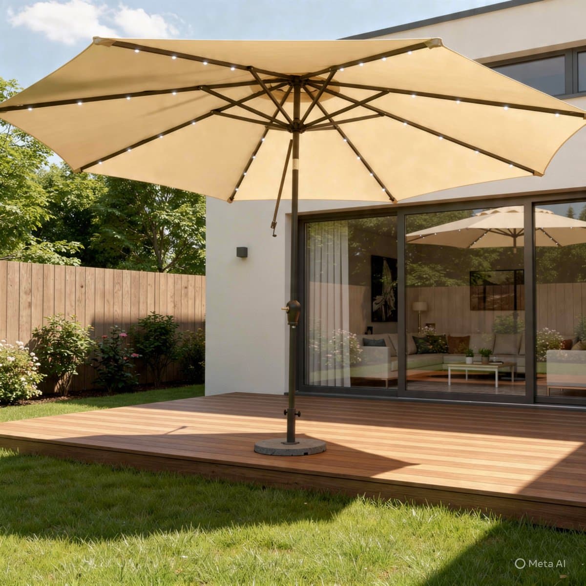 zweefparasol 300 cm met led verlichting & zonnepaneel