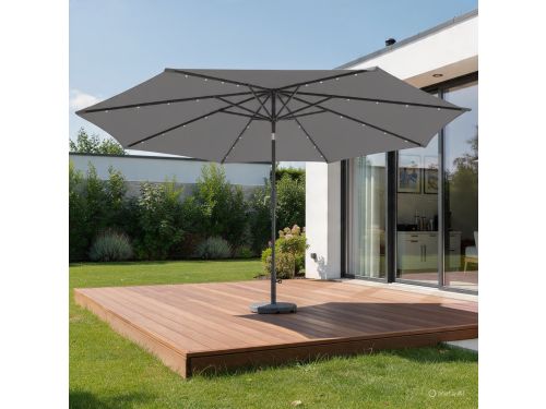 Zweefparasol 300 cm met LED verlichting & zonnepaneel