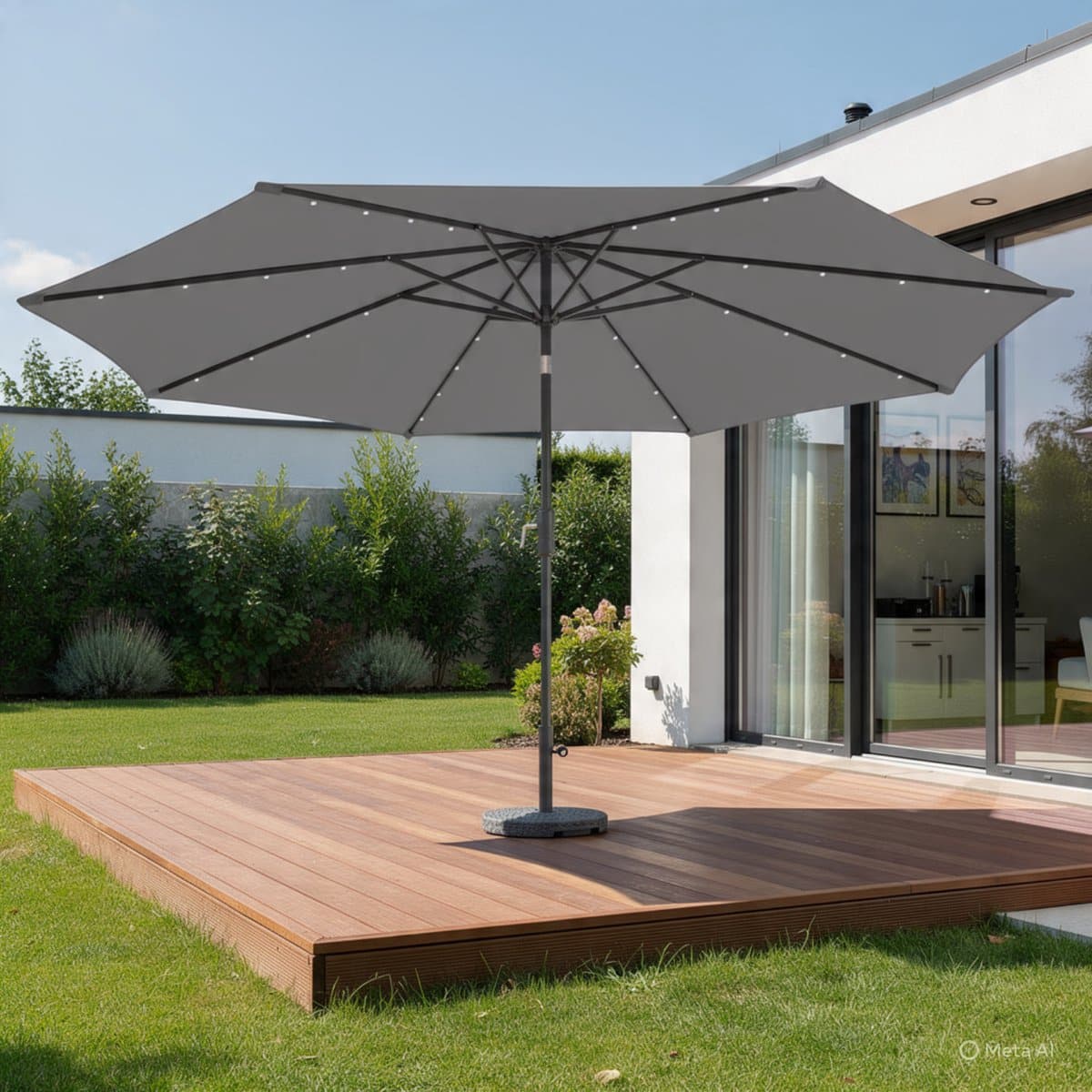 zweefparasol 300 cm met led verlichting & zonnepaneel