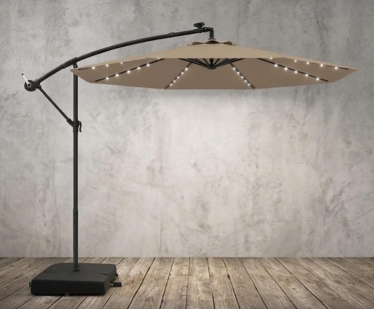 zweefparasol 300 cm met led verlichting, kantelbaar & 360° draaibaar