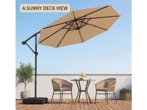 Zweefparasol 300 cm met LED Verlichting, Kantelbaar & Zwenkbaar met