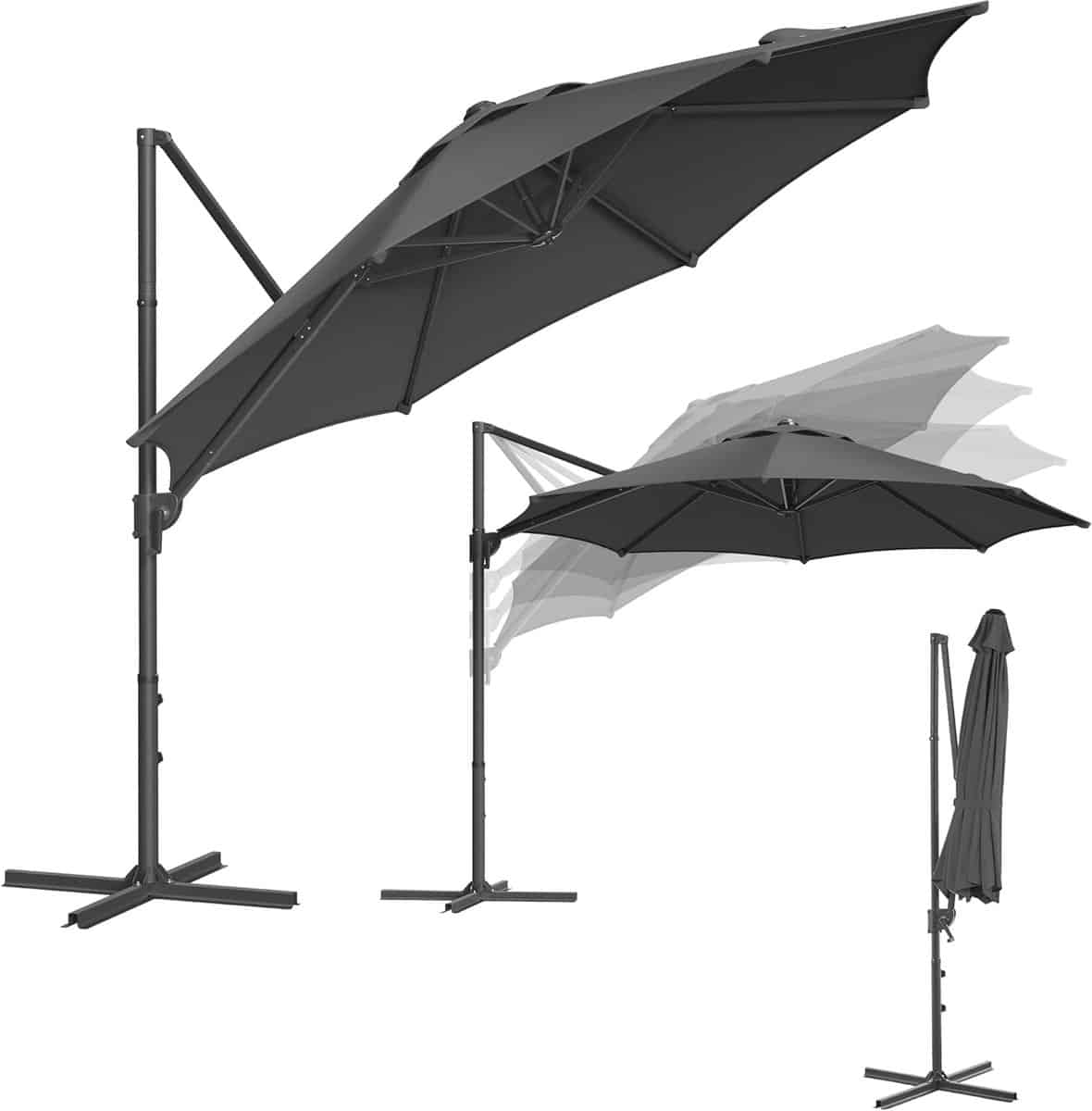 zweefparasol 300 cm rond 360° draaibaar & kantelbaar (0