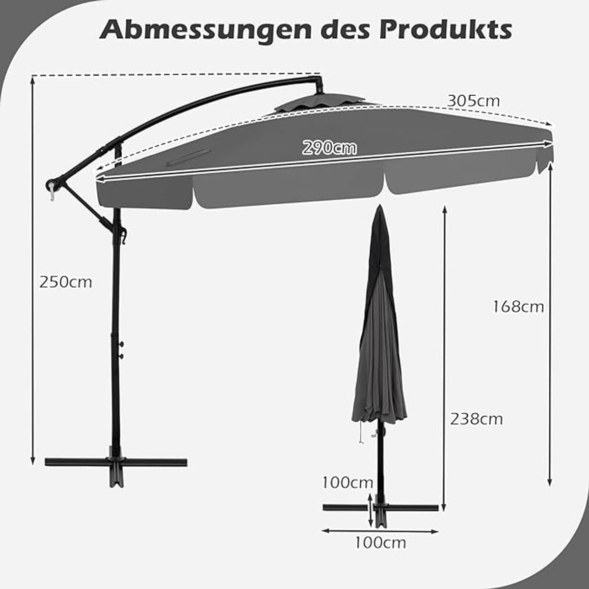 zweefparasol 300 cm x 250 cm cantilever tuinparasol met