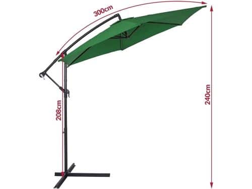 Zweefparasol 300/330 cm - Kantelbare en Draaibare Tuin- en Balkonscherm