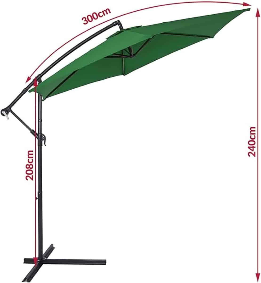 zweefparasol 300/330 cm kantelbare en draaibare tuin en balkonscherm