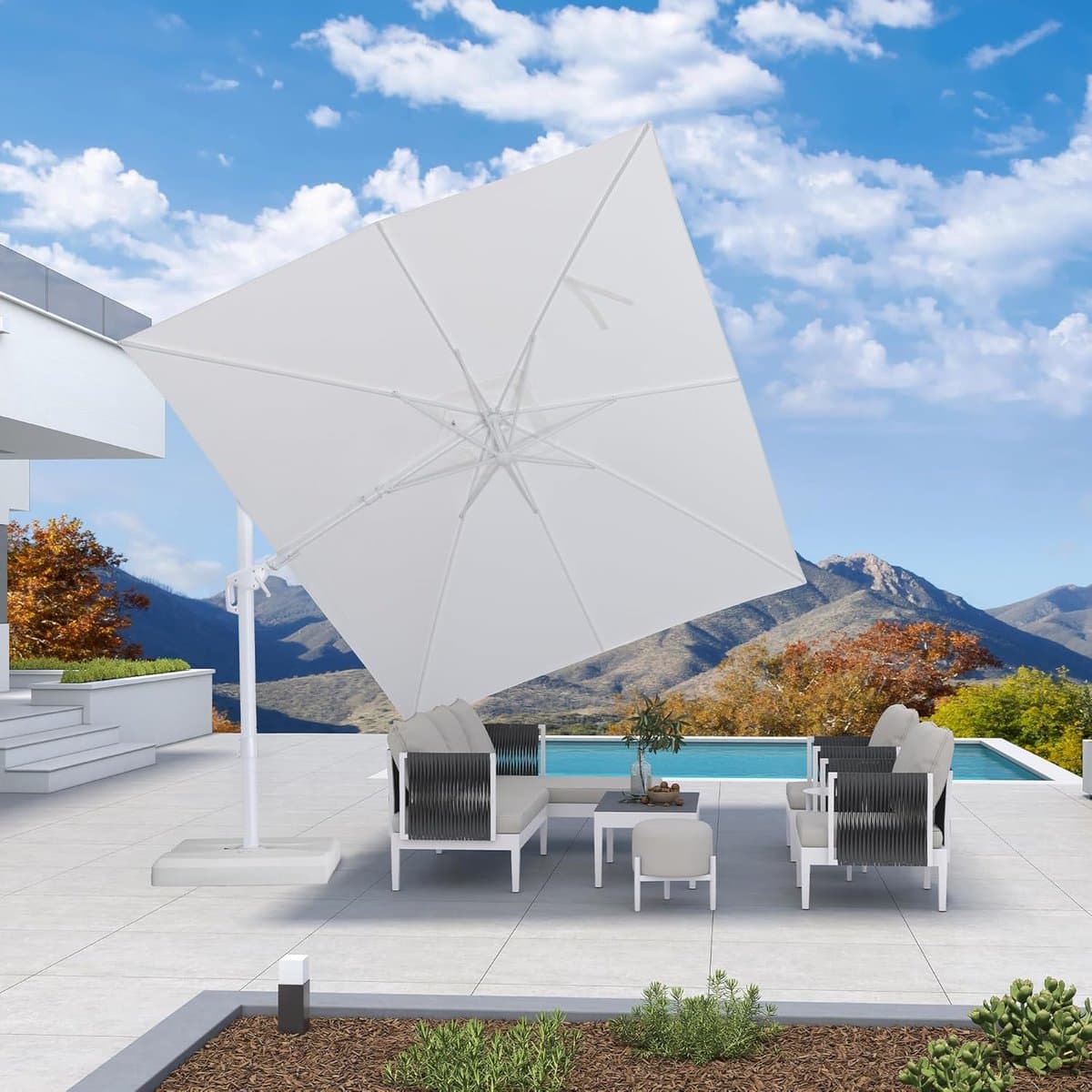 zweefparasol 300×300 cm 360° draaibaar & kantelbaar met twist