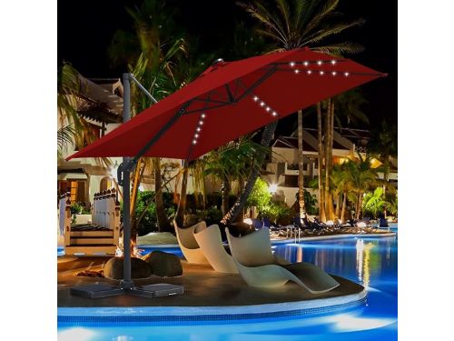 Zweefparasol 300x300 cm - 360° Draaibaar met Voetpedaal & 4