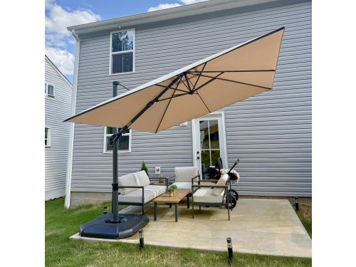 Zweefparasol 300x300 cm - Draaibare Parasol 360° met Voetpedaal &