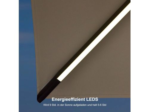 Zweefparasol 300x300 cm - Draaibare Parasol met LED & Kantelfunctie