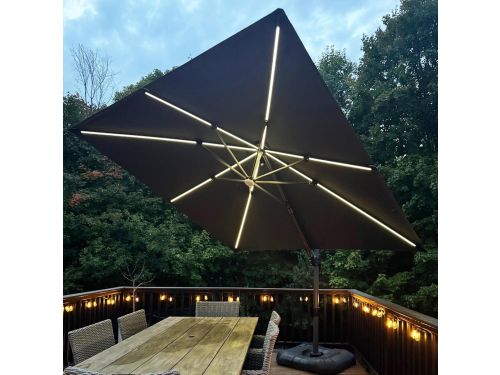 Zweefparasol 300x300 cm met LED Verlichting, 360° Draaibaar