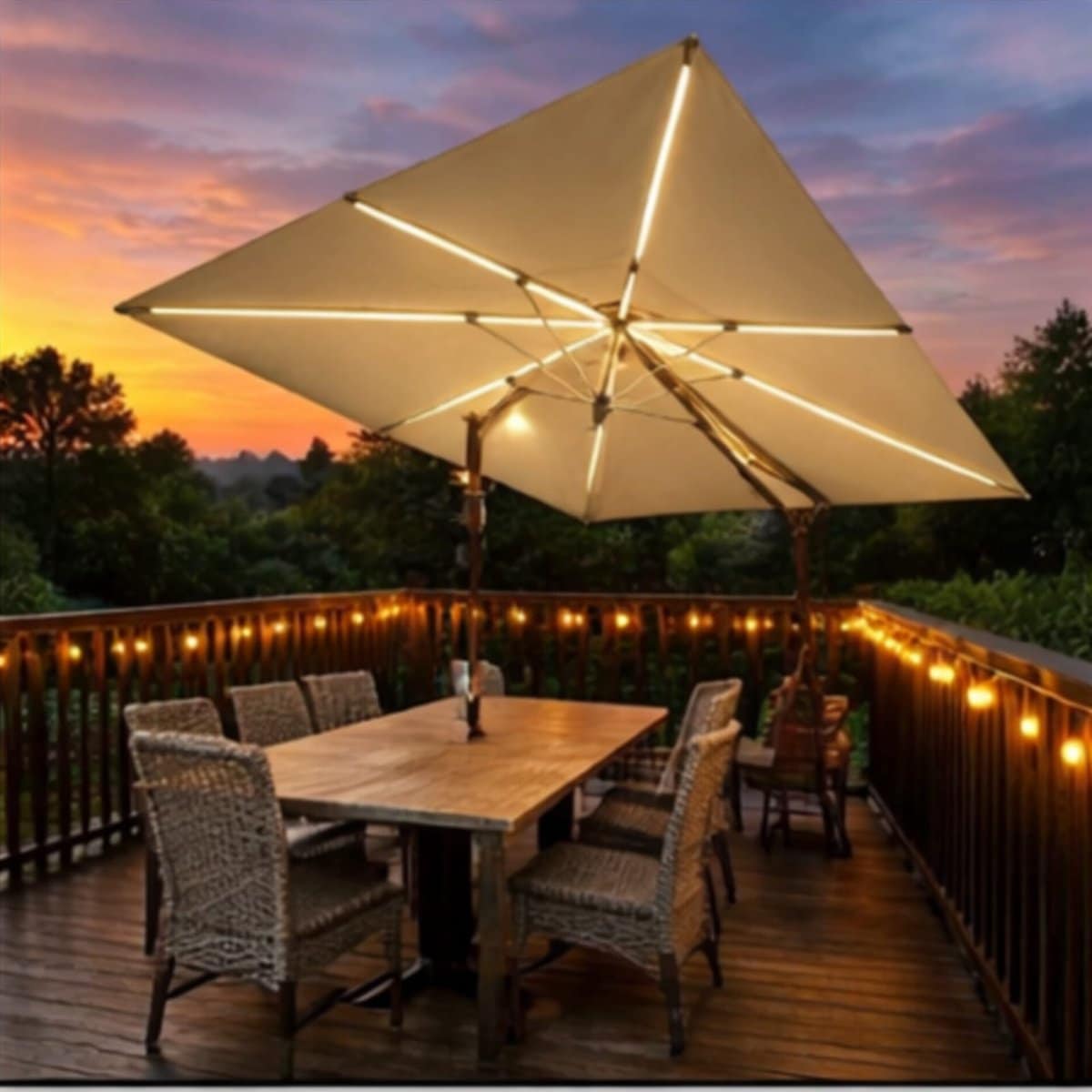 zweefparasol 300×300 cm met led verlichting, 360° draaibaar