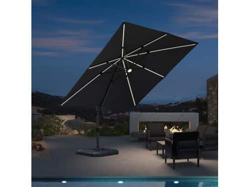 Zweefparasol 300x300 cm met LED Verlichting - 360° Draaibaar