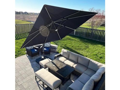 Zweefparasol 300x300 cm met LED Verlichting - 360° Draaibaar
