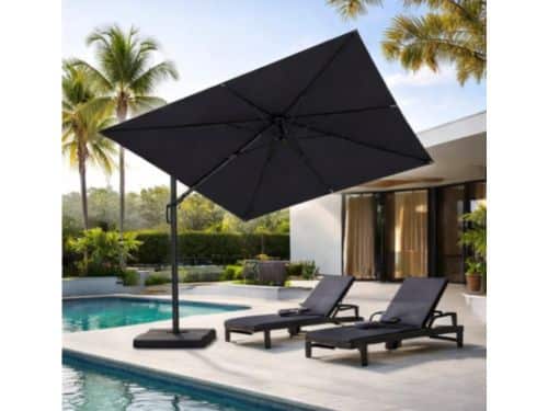 Zweefparasol 300x300 cm met LED verlichting, 360° draaibaar
