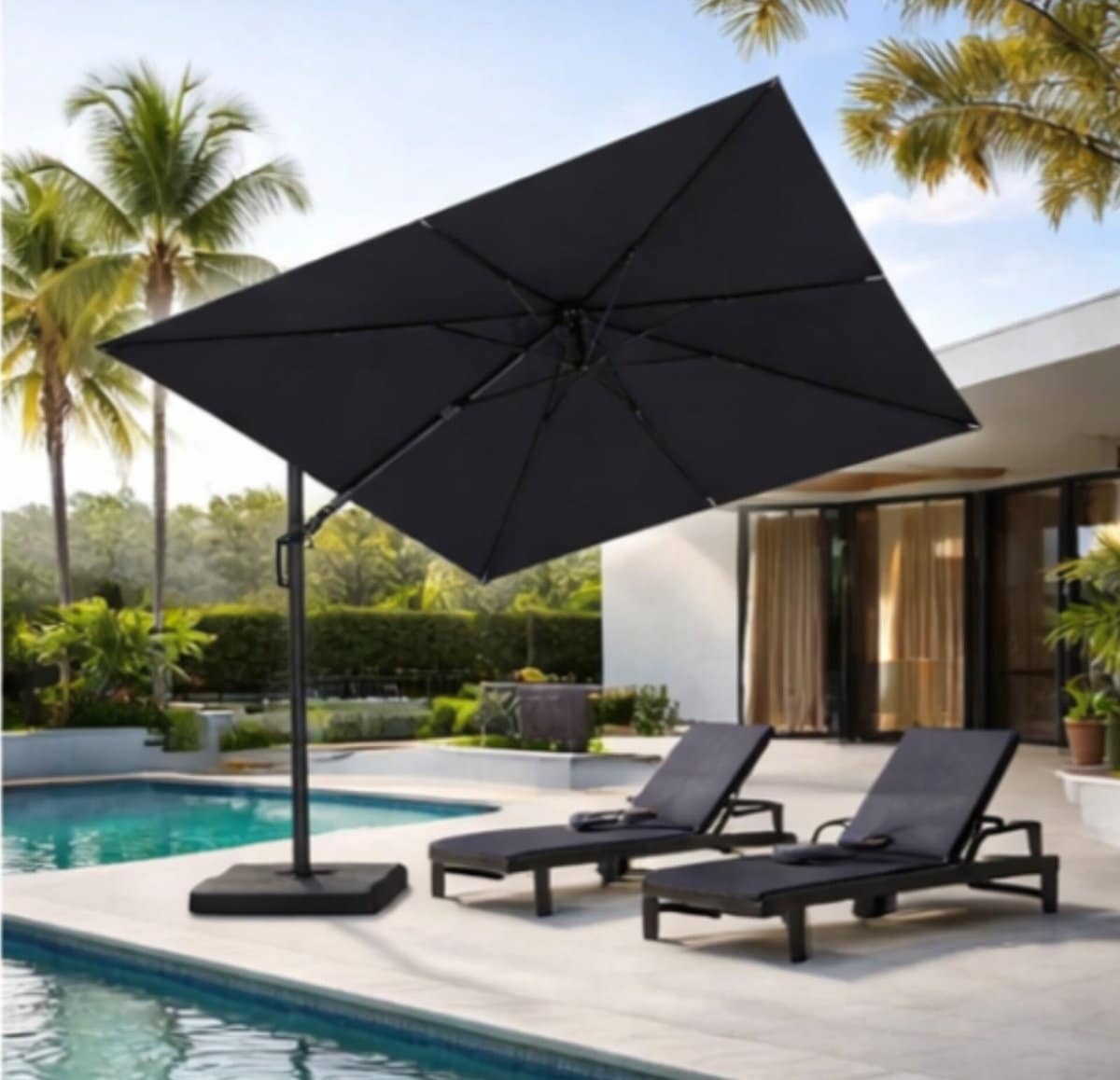 zweefparasol 300×300 cm met led verlichting, 360° draaibaar