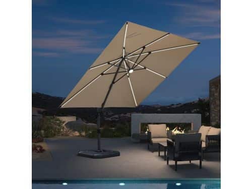 Zweefparasol 300x300 cm met LED Verlichting & 360° Draaibaar