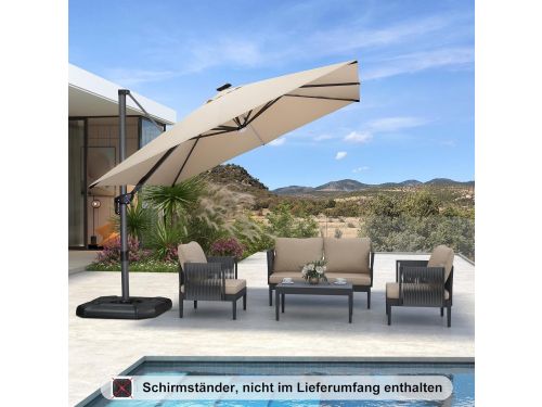 Zweefparasol 300x300 cm met LED Verlichting & 360° Draaibaar