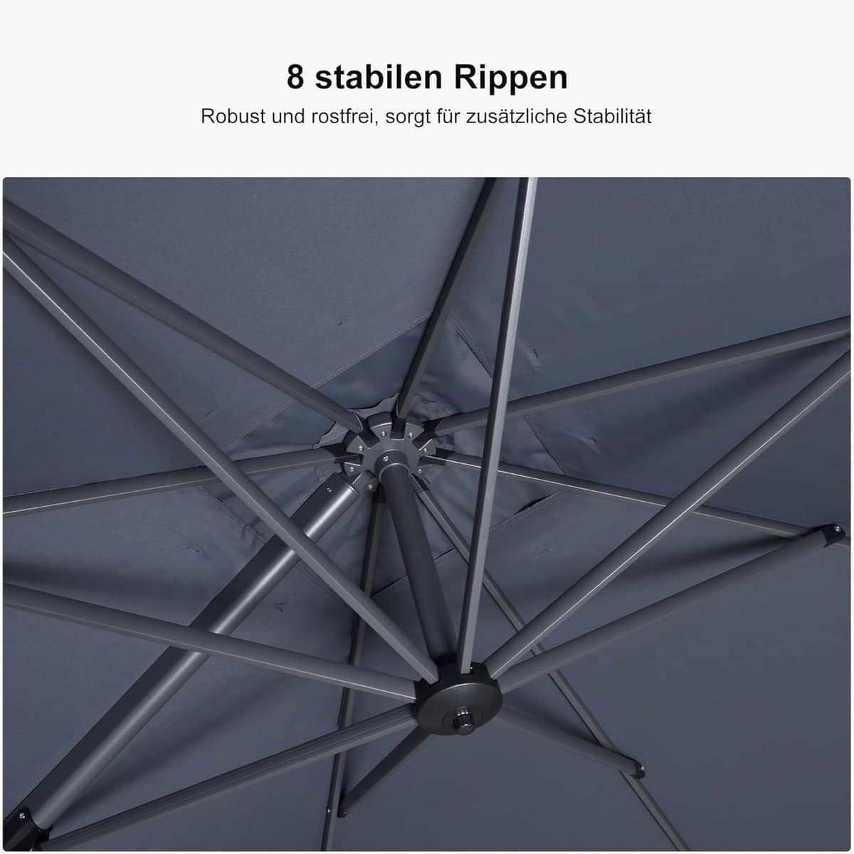 zweefparasol 300×300 cm met led verlichting & zonnepaneel