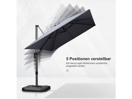 Zweefparasol 300x300 cm met LED Verlichting & Zonnepaneel