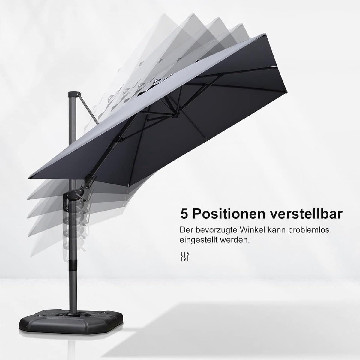 zweefparasol 300×300 cm met led verlichting & zonnepaneel