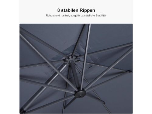 Zweefparasol 300x300 cm met LED Verlichting & Zonnepaneel