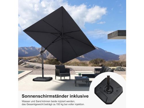 Zweefparasol 300x300 cm met LED Verlichting & Zonnepaneel