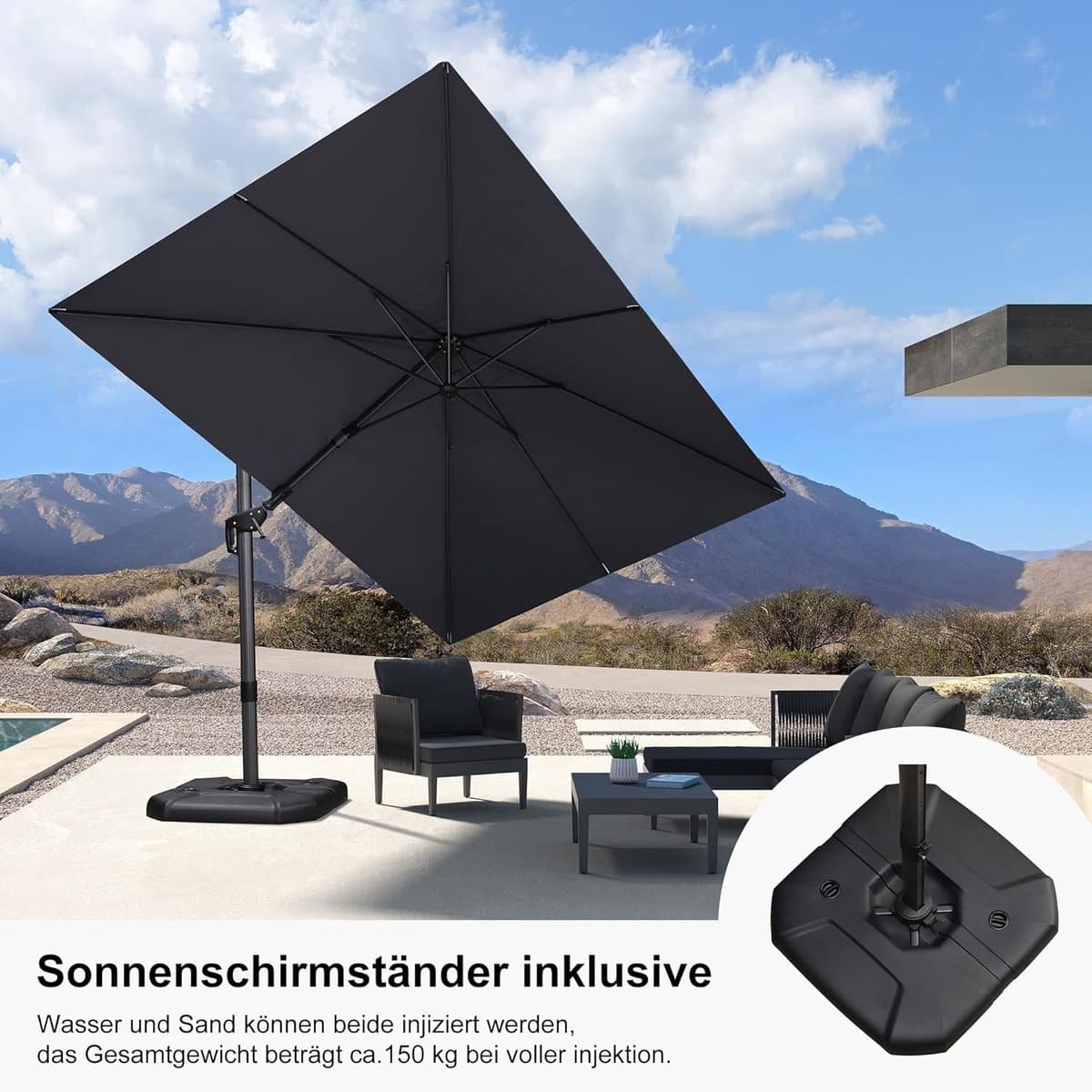 zweefparasol 300×300 cm met led verlichting & zonnepaneel
