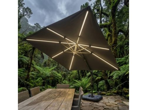 Zweefparasol 300x300 cm met LED verlichting en 360° rotatie