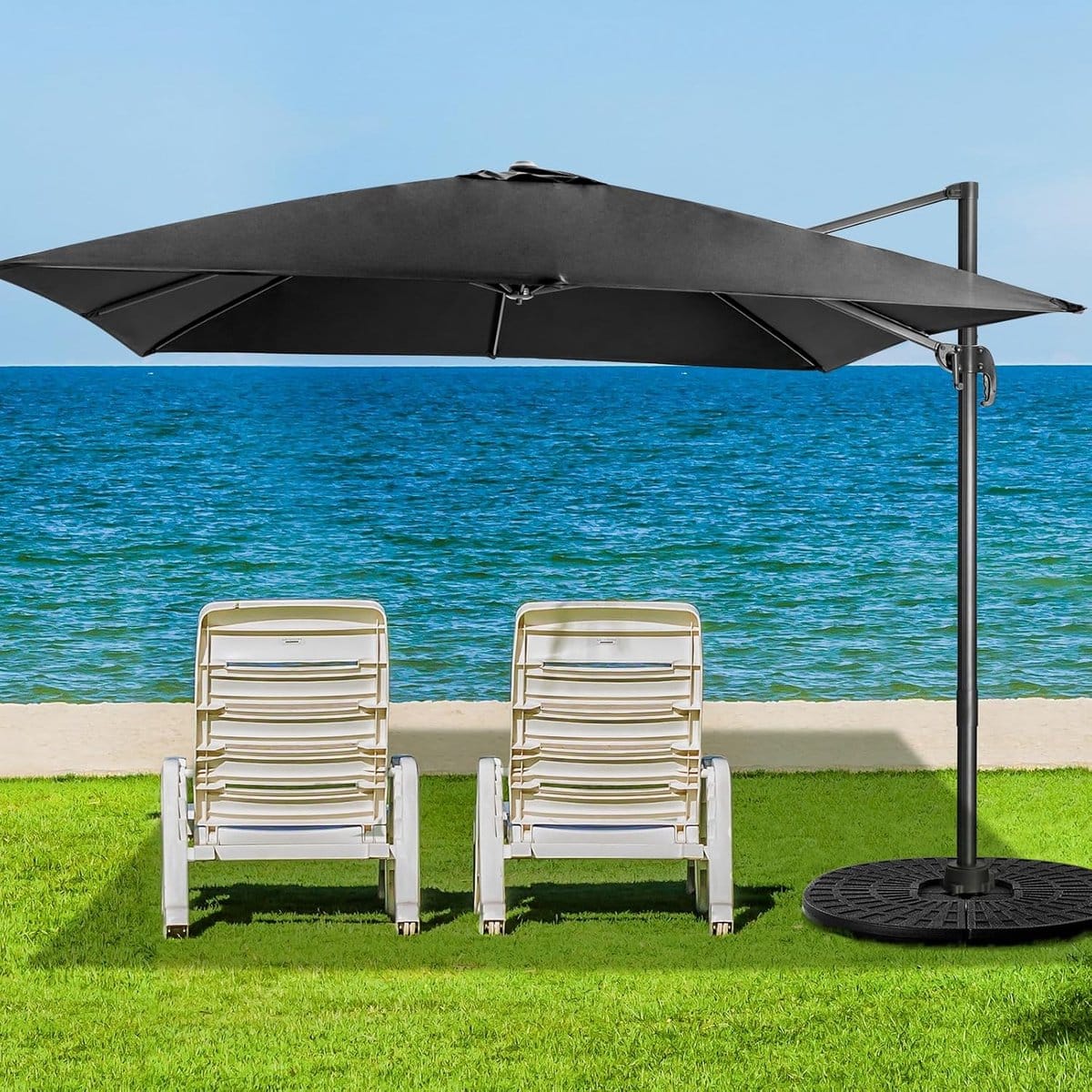 zweefparasol 300×300 cm vierkant 360° draaibaar & kantelbaar