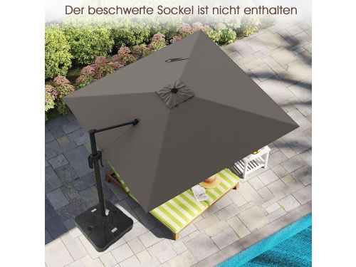 Zweefparasol 300x300 cm Vierkant - 360° Draaibaar & Kantelbaar met