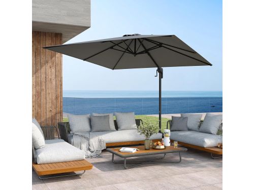 Zweefparasol 300x300 cm Vierkant - 360° Draaibaar, Kantelbaar met 5