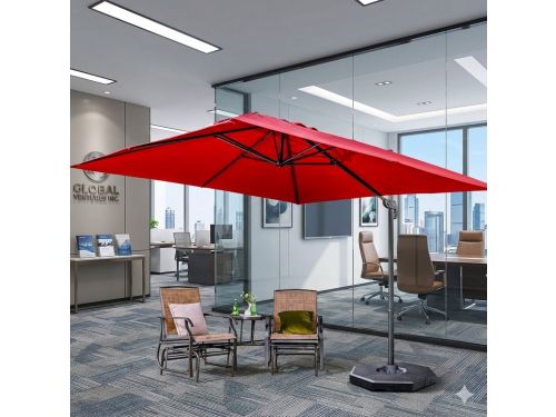 Zweefparasol 300x300 cm Vierkant - 360° Draaibaar, Kantelbaar met 8