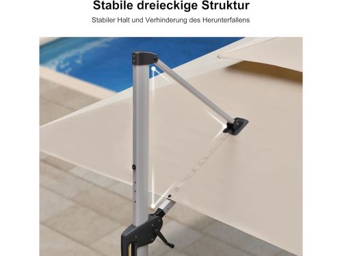 Zweefparasol 300x400 cm Rechthoekig XXL - 360° Draaibaar, Kantelbaar met