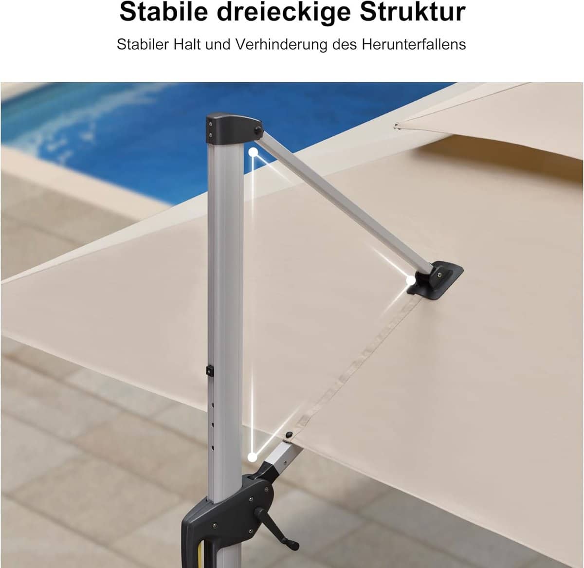 zweefparasol 300×400 cm rechthoekig xxl 360° draaibaar, kantelbaar met