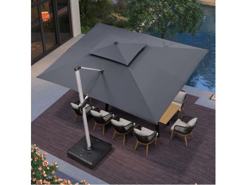 Zweefparasol 300x400 cm Rechthoekig XXL - 360° Draaibaar, Kantelbaar met