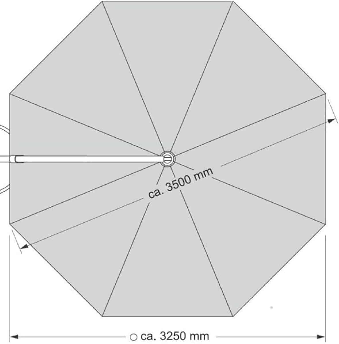 zweefparasol 350 cm rond 360° draaibaar & kantelbaar
