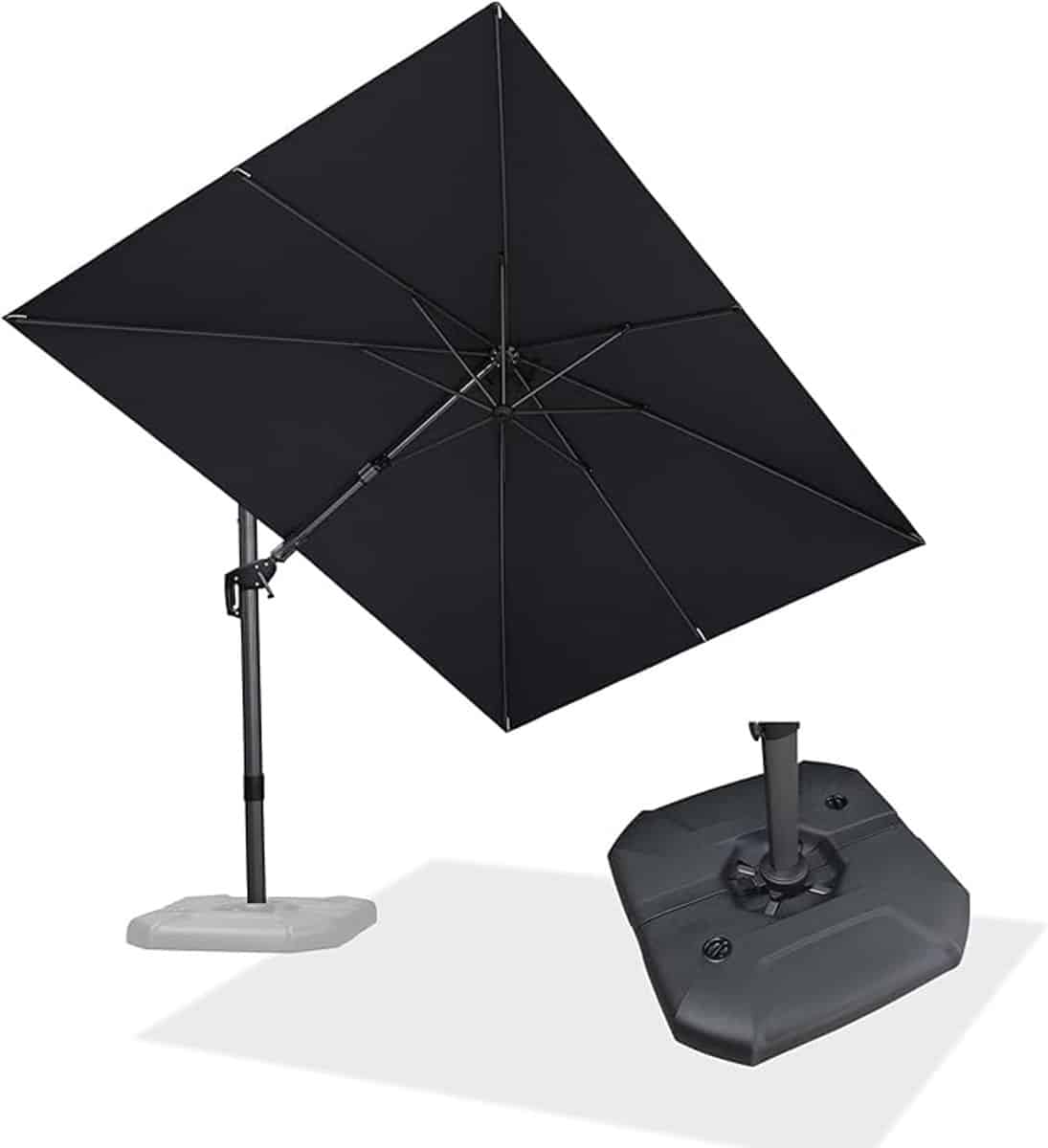 zweefparasol 360 x 270 cm rechthoekig kantelbaar, 360° draaibaar