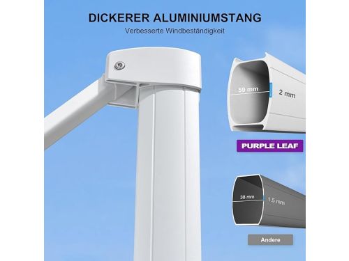 Zweefparasol 360x270 cm Rechthoekig 360° Draaibaar Kantelbaar UV50+ Waterafstotend Aluminium