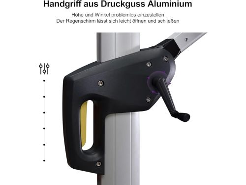 Zweefparasol 365 x 365 cm Vierkant - 360° Draaibaar