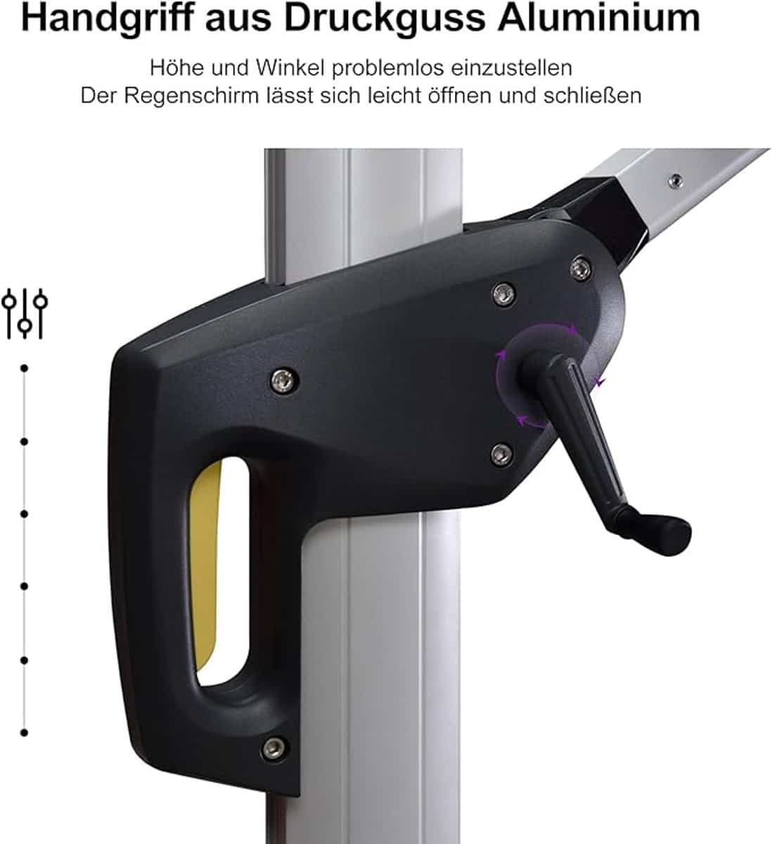 zweefparasol 365 x 365 cm vierkant 360° draaibaar