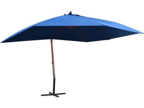 Zweefparasol 400x300 cm met houten paal en ventilatieopening - blauw