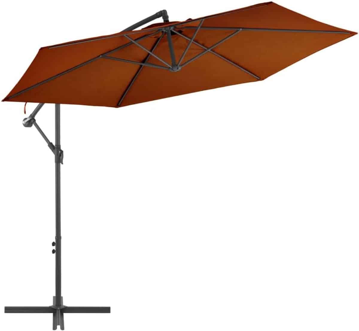 zweefparasol aluminium mast buiten schaduwdoek terras bescherming