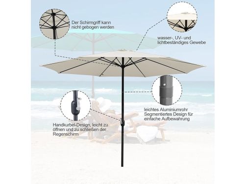 Zweefparasol Depauwonen Ø350 cm - Grote Tuinparasol met Zwengel
