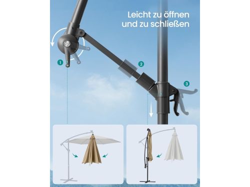 Zweefparasol Depauwonen Taupe 300 cm met LED-verlichting op Zonne