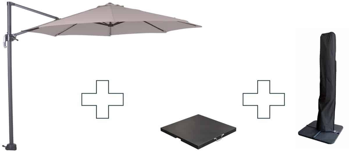 zweefparasol hawaii s met voet en hoes zand